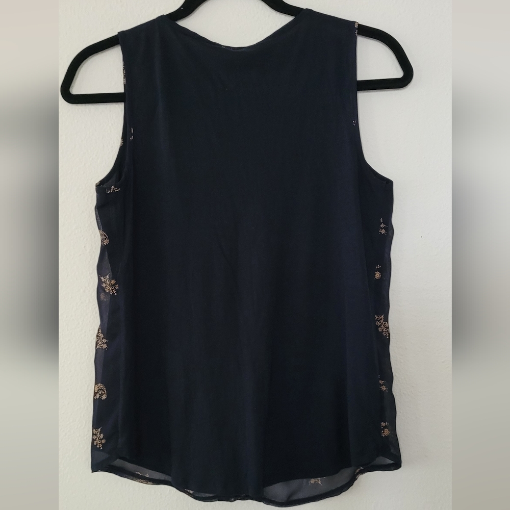 Ann Taylor Sleeveless Top Size Small Navy Blue. - Picture 2 of 5